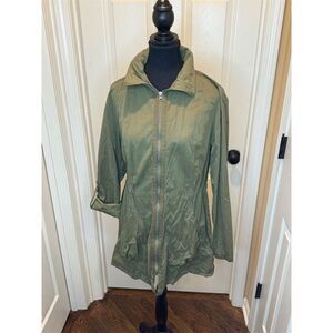 Mossimo Women's Olive Green Utility Jacket Size L Water Resistant Casual